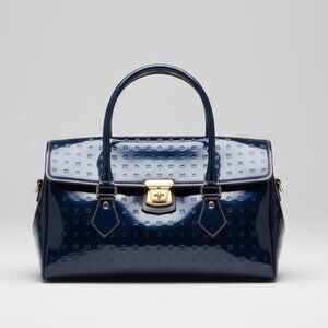 Arcadia metallic blue patent leather satchel, LIKE NEW!